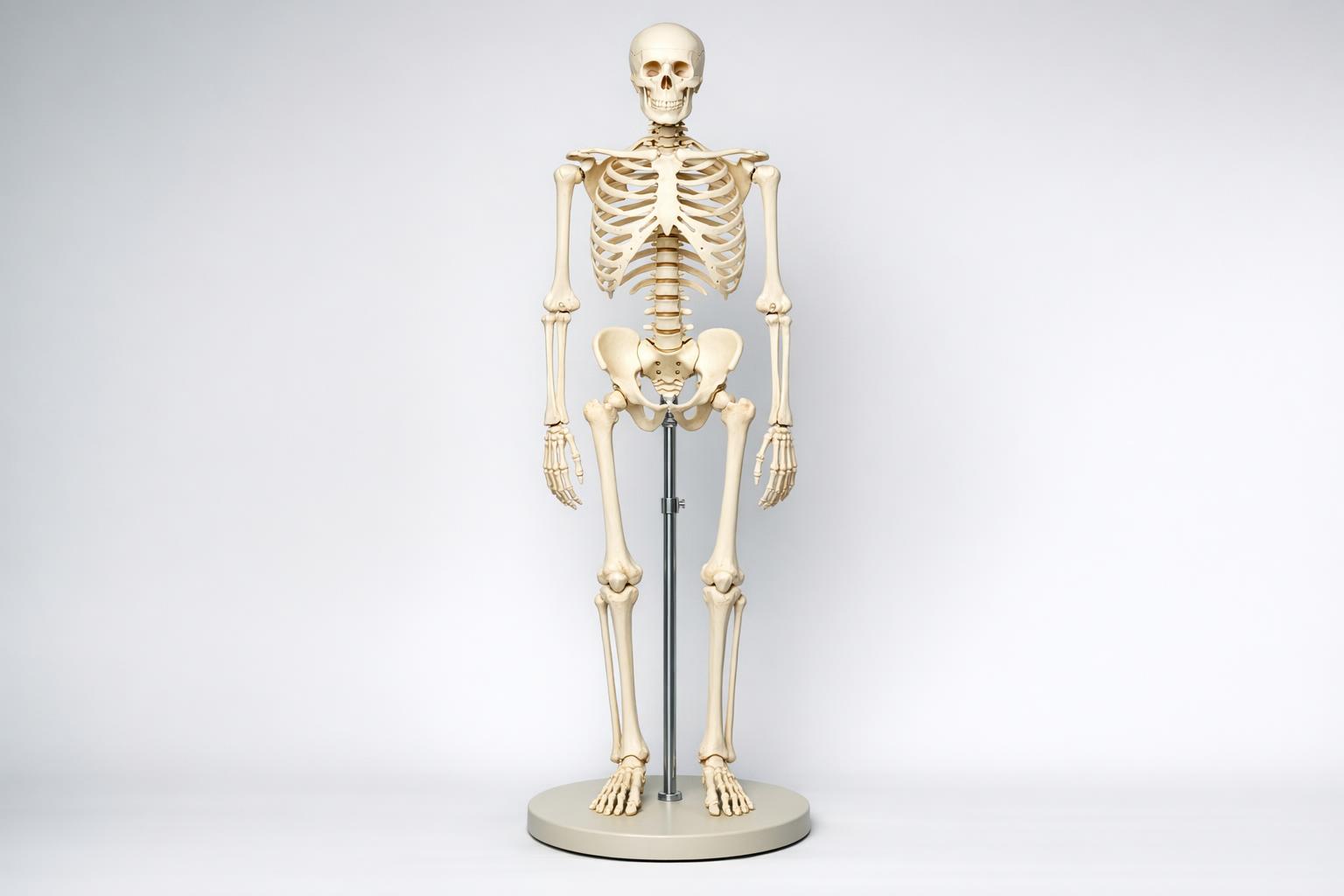 Model anatomiczny ludzkiego szkieletu, widok z przodu